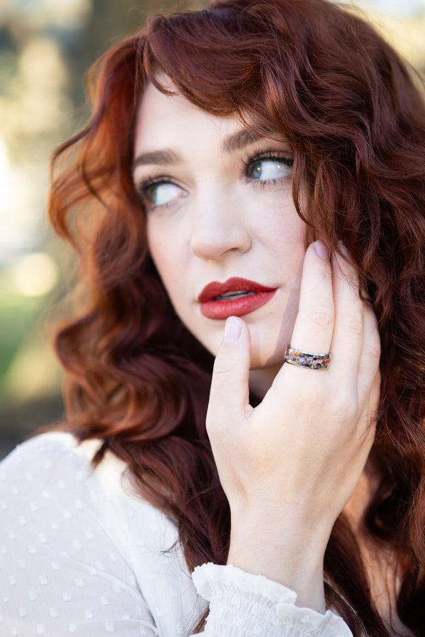 Tungsten Opal Ring with Cremation Ashes